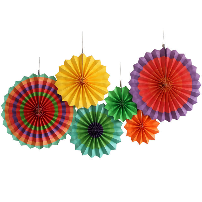 6PC Party Wall Hanging Paper Fans Set Paper Flower Garlands Decoration for Birthday Wedding Bridal Shower Graduation Event