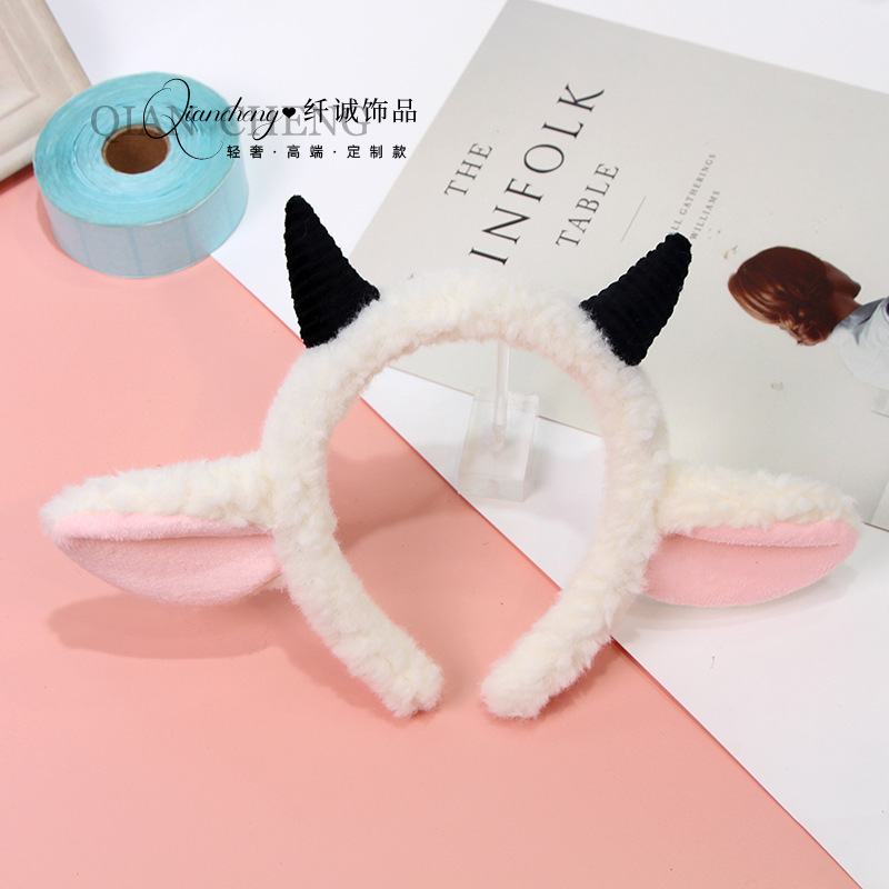 Halloween Animal Cosplay Costume Accessories Plush Goat Ears Horn Headband Sheep Ear headband