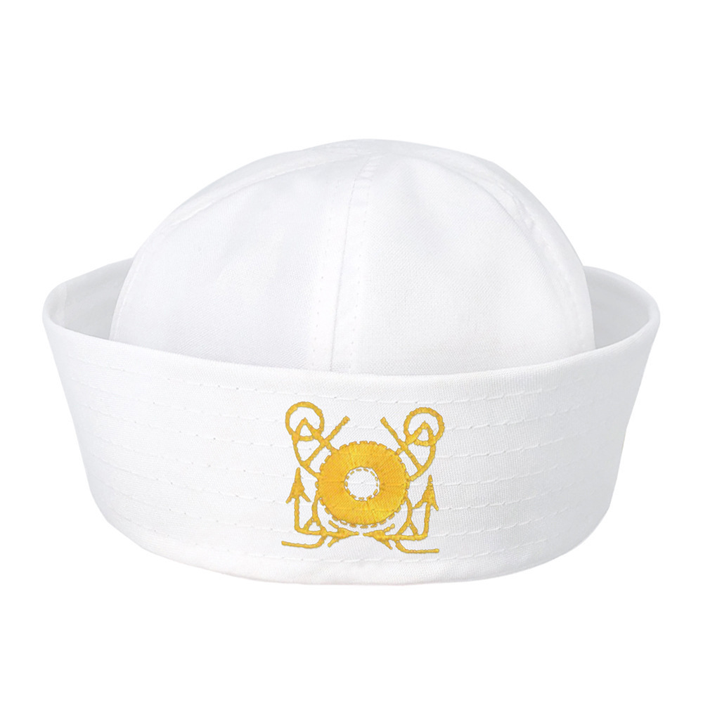 wholesale custom adult party white embroidered navy sailor cap captain hat without edge