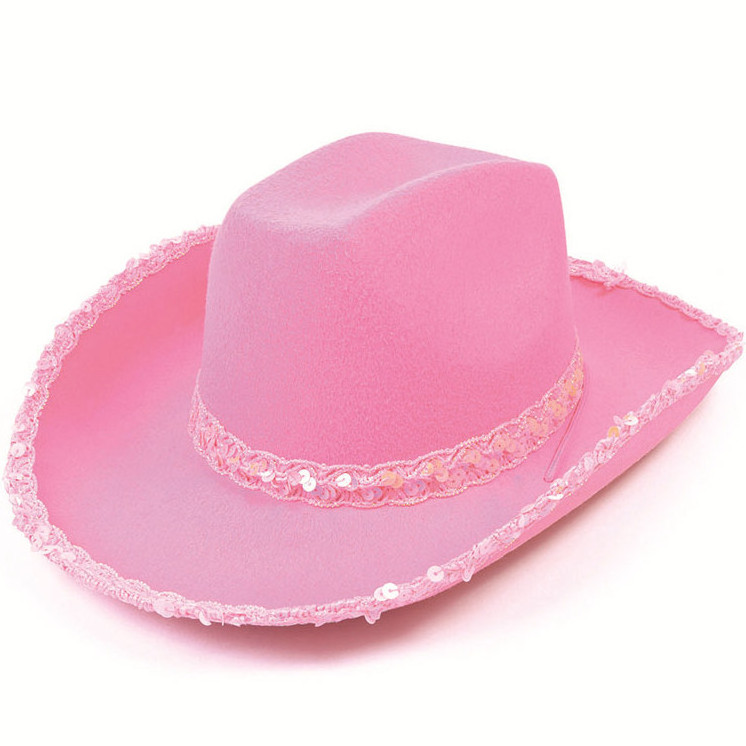 Women Black White Birthday Cowboy Hats Pink Red Sequin Bride Cowgirl Hats Halloween Costume Accessories Hen Party Dress-Up