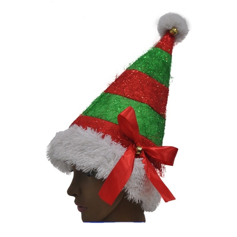 Custom Felt Red Crown Design Green Ugly Crazy Christmas Hats Elf Hat