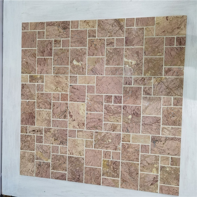 Pink Marble Mosaic Tile Interior and Exterior Wall Floor Design Shower Floor Mesh Backed Mmosaic Tiles