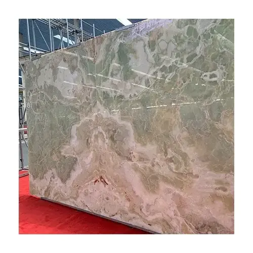 Chinese natural onyx stone tiles light green best price  for villa hotel interior bathroom wall floor tiles