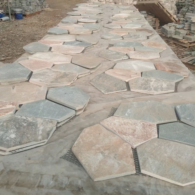 Flagstone Paving on mesh outdoor stone slate patio floor tiles for walkway