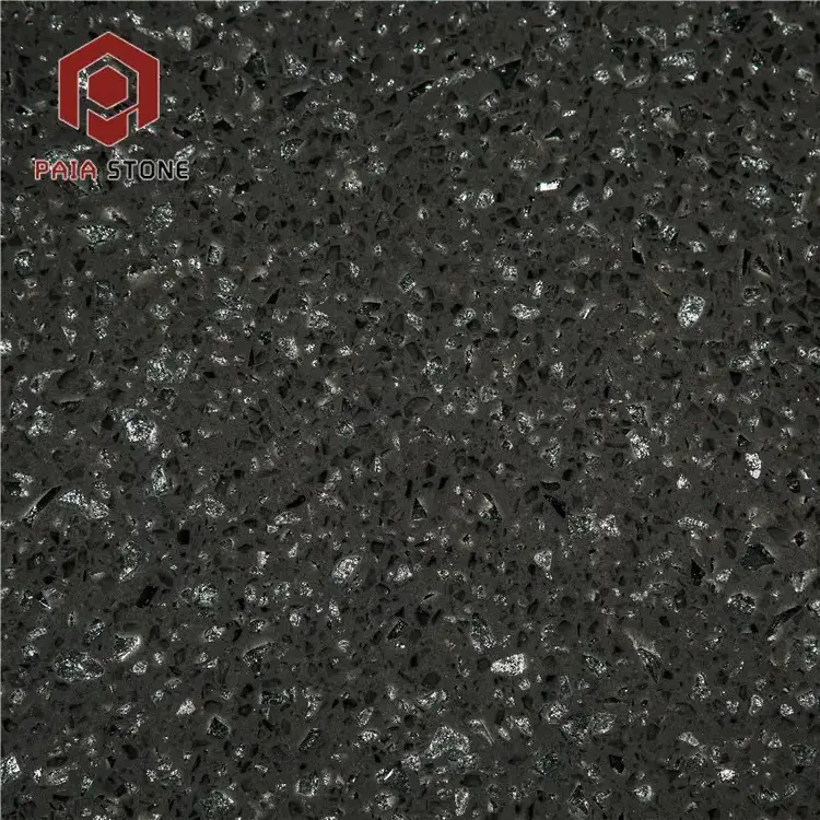 Starlight Sparkle Dark Black Quartz Tile Countertop