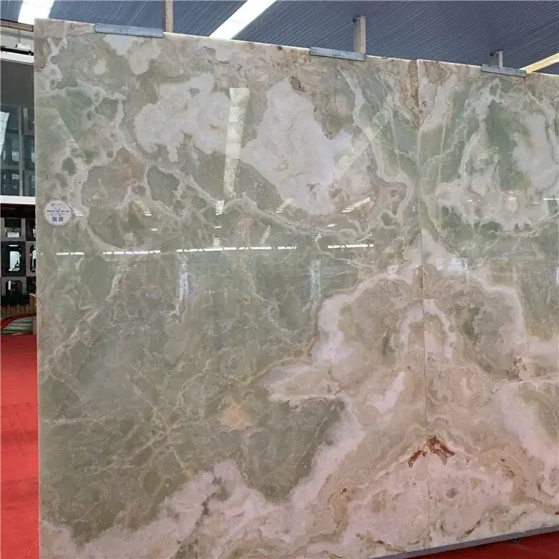 Chinese natural onyx stone tiles light green best price  for villa hotel interior bathroom wall floor tiles