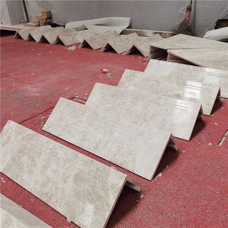 Modern Decoration Customized Size Folding Stairs Grey Marble Graphic Design Stone Design for Outdoor and Indoor Indoor Staircase