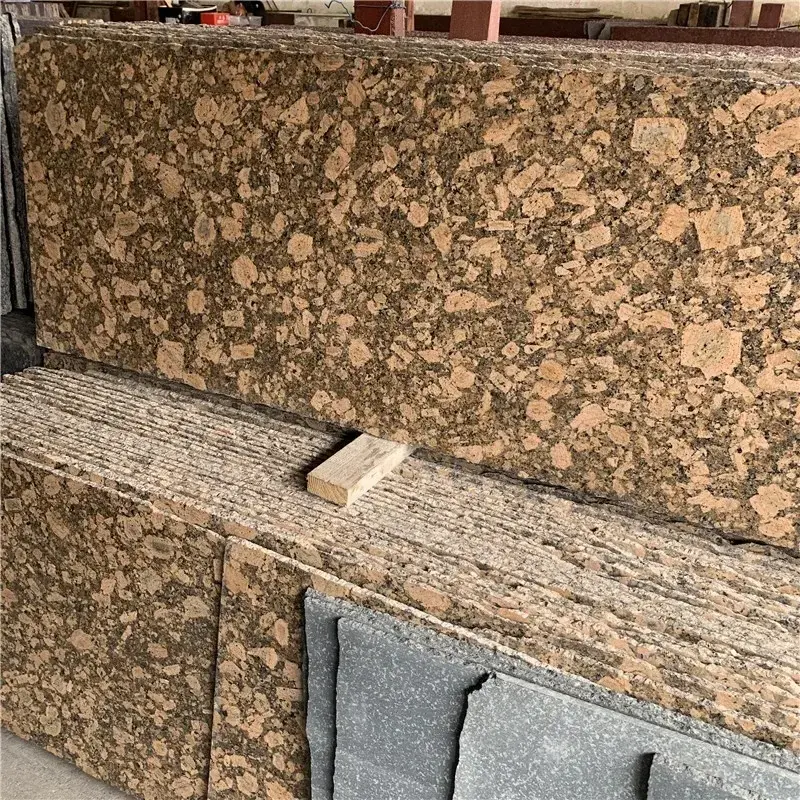 Brazil Yellow Giallo Fiorito Cream 30mm Thick Granite Slab Tiles For Kitchen Countertop