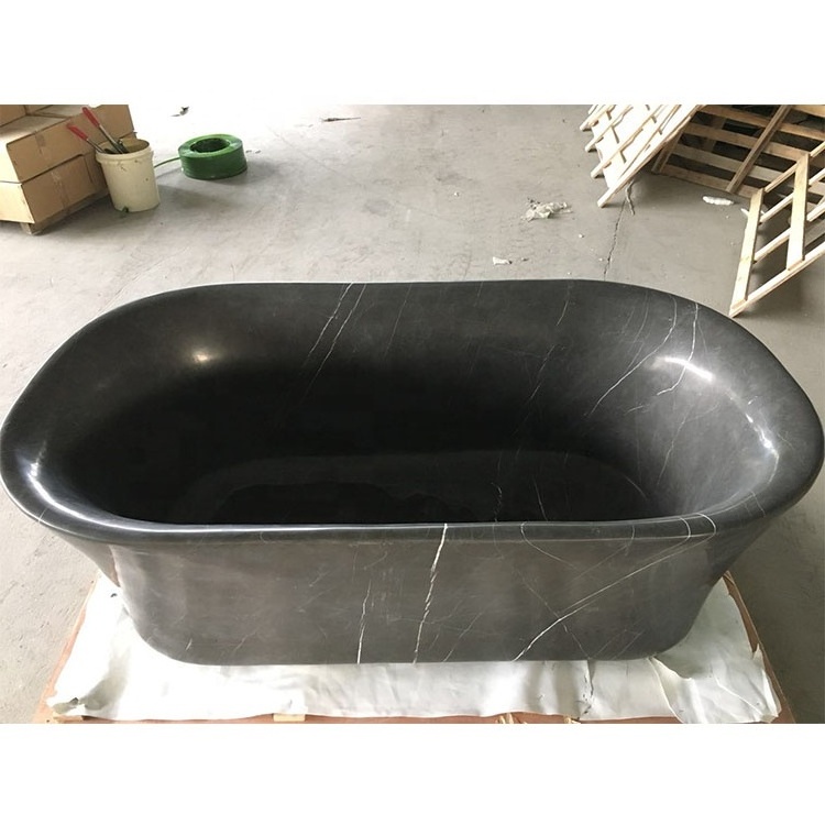 China manufacturer direct natural stone black marble bathroom bathtub