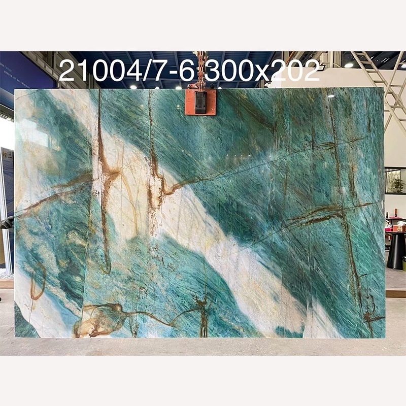 Natural Luxury Green Quartzite Slab For Home Background Wall Brazil Beautiful Exotic Stone Green Quartzite Slab