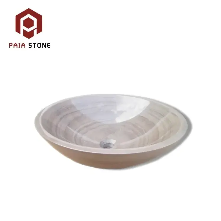 New Design Morden Natural Stone Round Marble Sink Bowl for Home Decoration