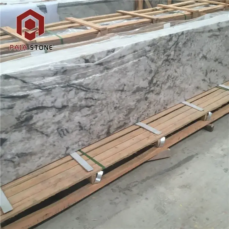 Precut Good Quality Assurance Ice Blue Prefab White Granite Kitchen Countertop