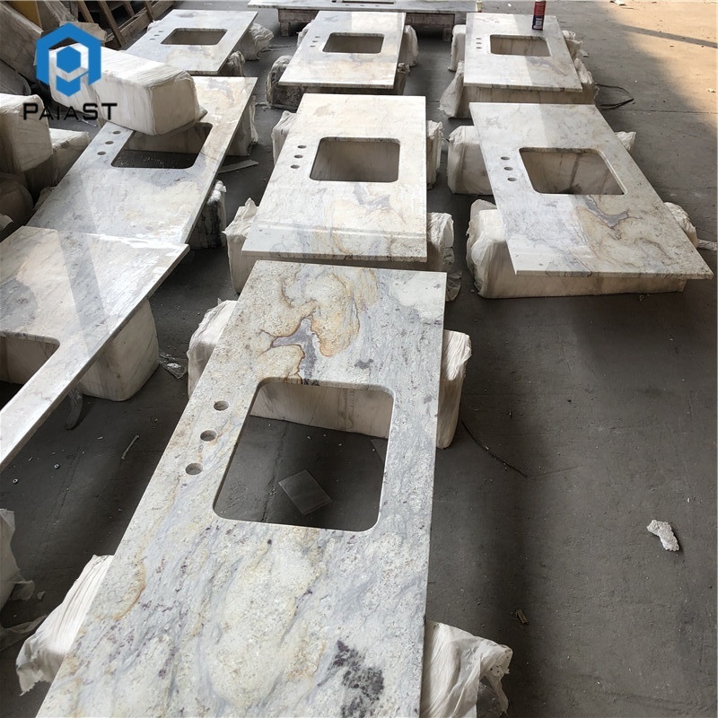 Giallo Cecilia White Granite Custom Kitchen Worktops Desk Tops Wholesale Flat Edge Granite Countertop bathroom countertop