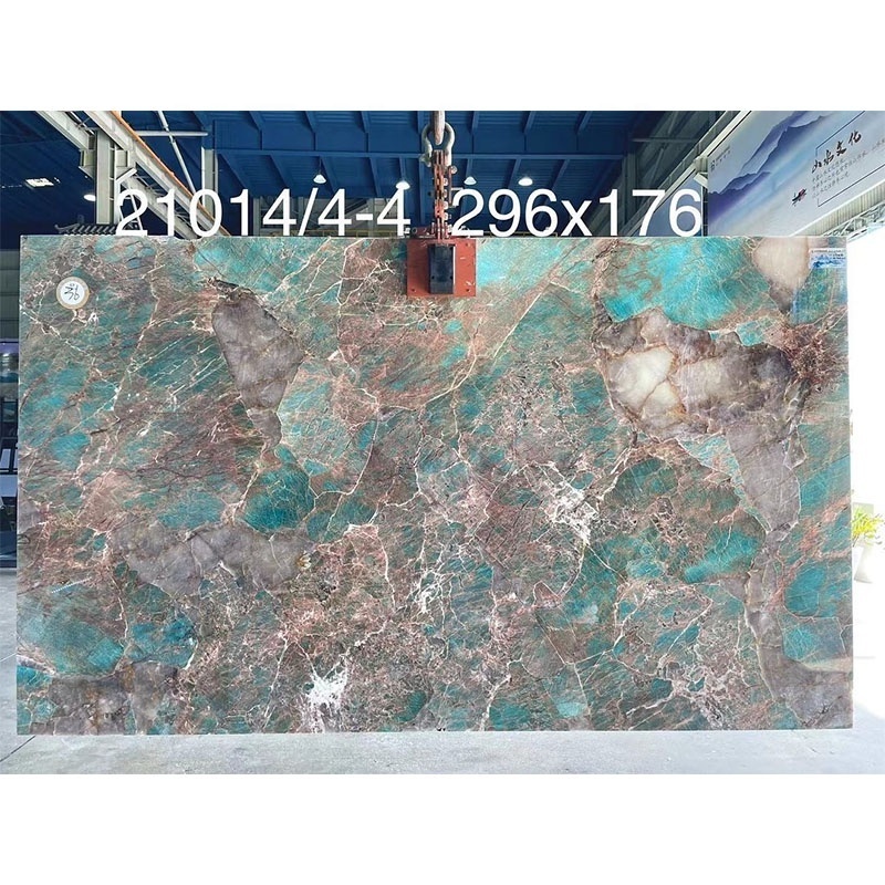 Amazon Green Quartzite Granite Slabs Polished Exotic Backlit Stones Amazonite Granite For Living Background Design