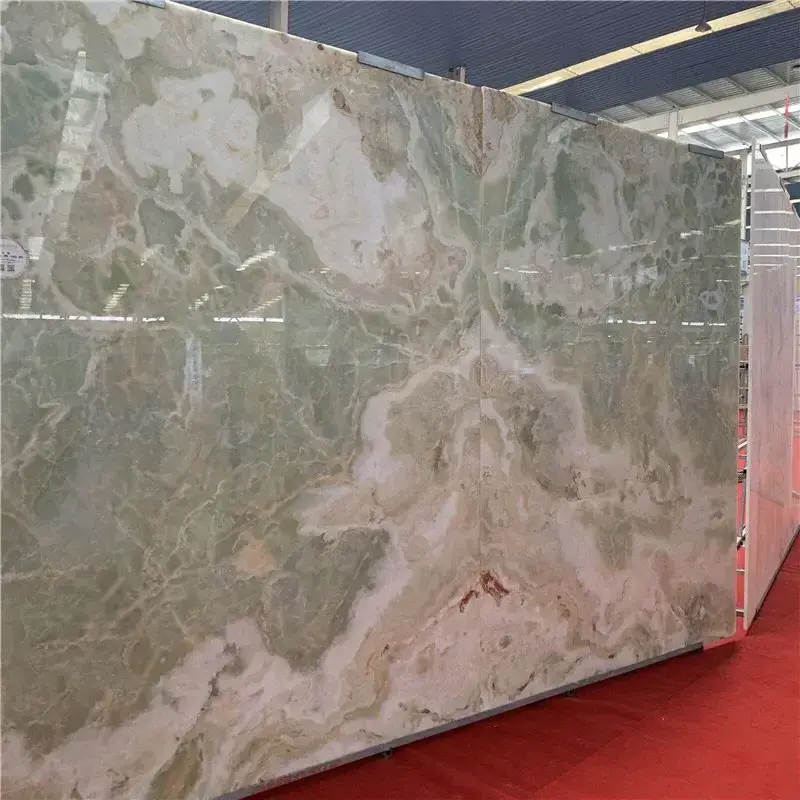 Chinese natural onyx stone tiles light green best price  for villa hotel interior bathroom wall floor tiles