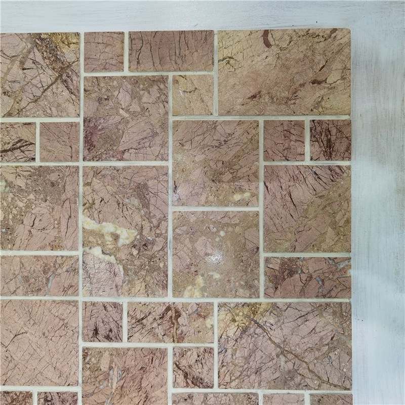 Pink Marble Mosaic Tile Interior and Exterior Wall Floor Design Shower Floor Mesh Backed Mmosaic Tiles