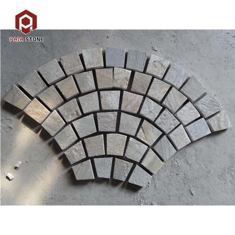 Slate Cheap Stone for Fanshape Mesh paving  for car parking driveway stone with Good Price