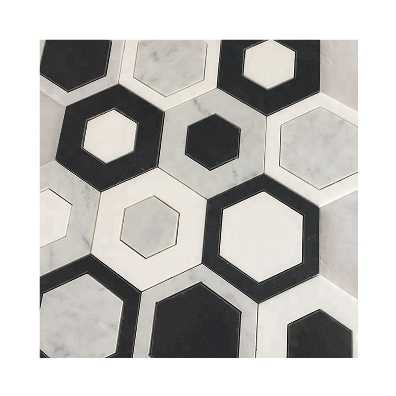 White Hexagon Mosaic Tile 30x30 Marble