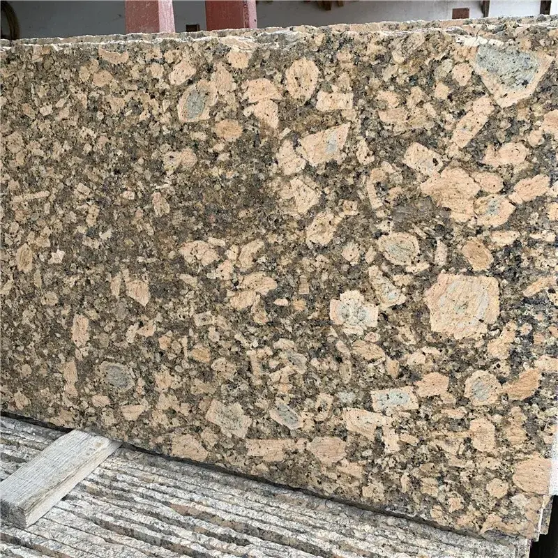 Brazil Yellow Giallo Fiorito Cream 30mm Thick Granite Slab Tiles For Kitchen Countertop