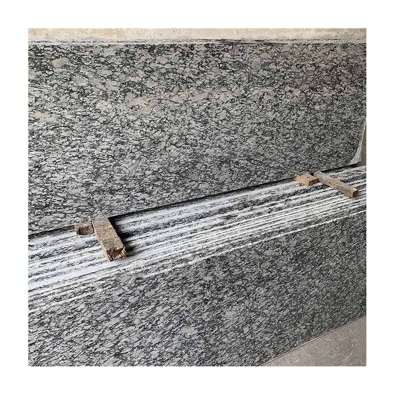 Wave White Granite Slab Indoor Or Outdoor Wall And Floor Tiles Making Kitcheing Countertop Garden Flamed and  Matte Steps