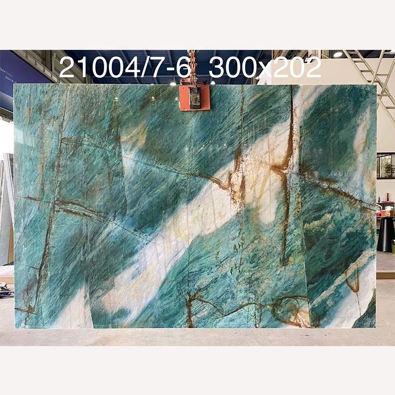 Natural Luxury Green Quartzite Slab For Home Background Wall Brazil Beautiful Exotic Stone Green Quartzite Slab