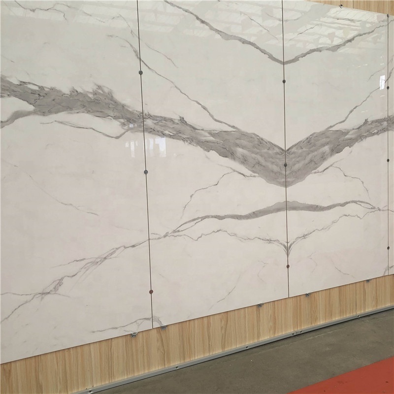 Artificial Calacatta Slab Synthetic Material Tiles Marble Engineered Stone for Indoor Wall Design White 6mm Big Slab Paia Stone