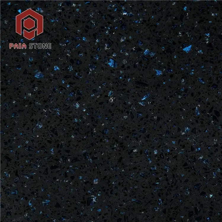 Starlight Sparkle Dark Black Quartz Tile Countertop