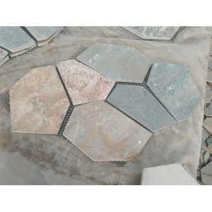 Flagstone Paving on mesh outdoor stone slate patio floor tiles for walkway