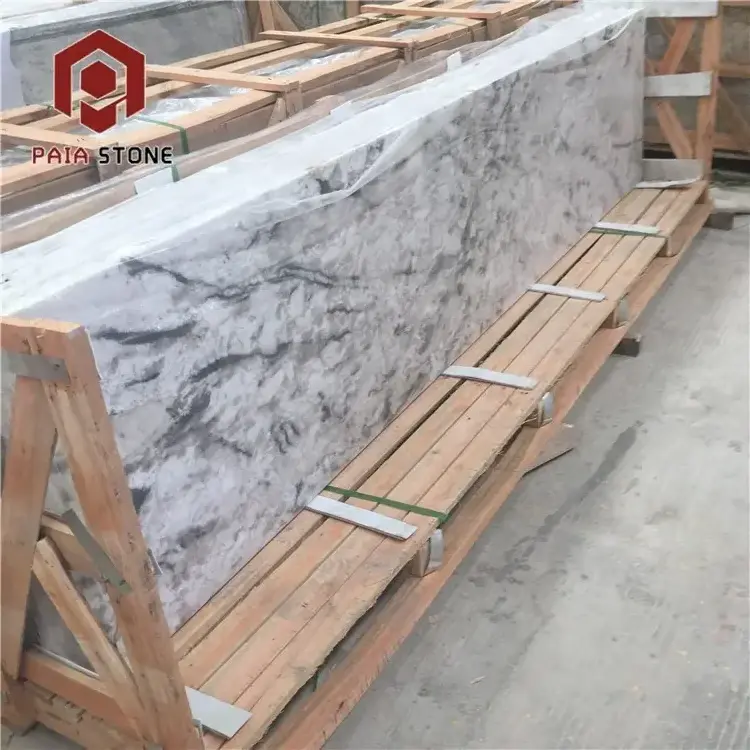 Precut Good Quality Assurance Ice Blue Prefab White Granite Kitchen Countertop