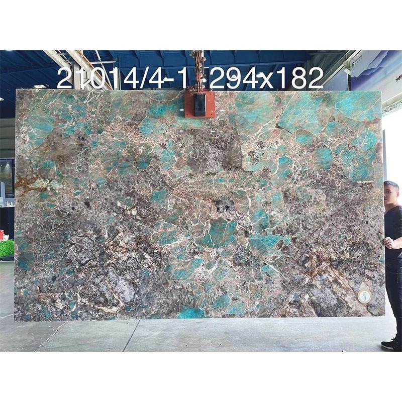 Amazon Green Quartzite Granite Slabs Polished Exotic Backlit Stones Amazonite Granite For Living Background Design