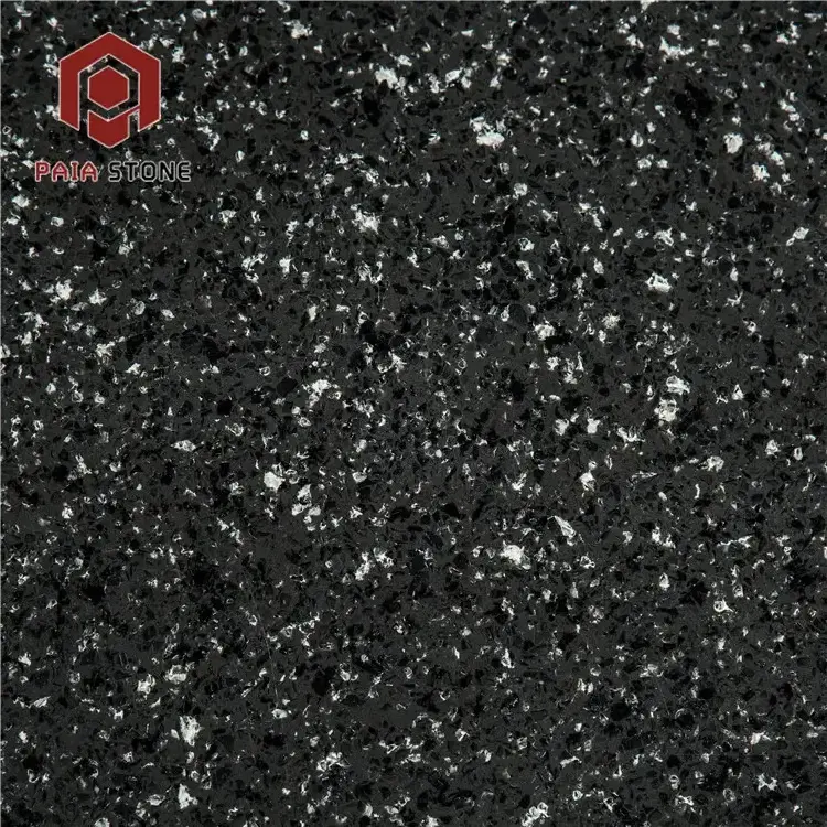 Starlight Sparkle Dark Black Quartz Tile Countertop