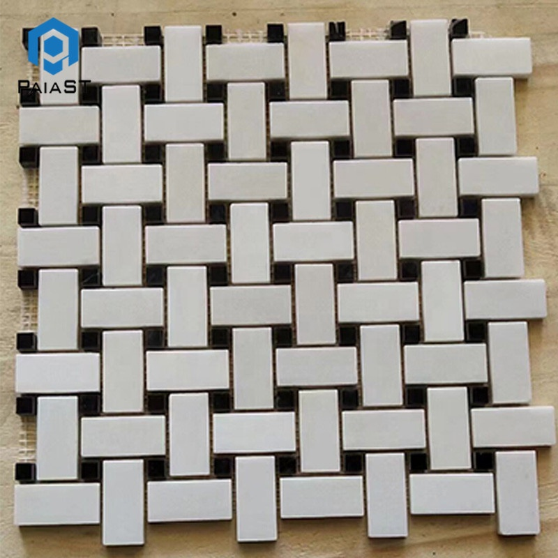 Swim Pool Mosaic Tile Wall Back Mesh Basket Weave White Mosaic Tile Marble