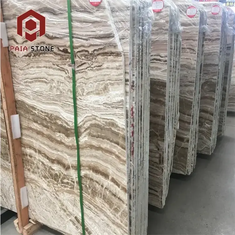 Beige Jade  Travertine 2400upX600up Manufacture  Price Thin Stone Travertine Wall Veneer Tiles For Indoor Decoration