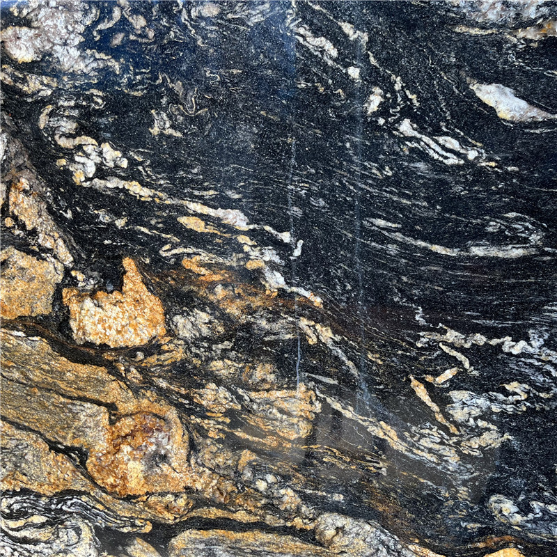 Luxury Brazilian Cosmic Black Granite With Gold Veins Slabs Black Quartzite Slab For Wall And Kitchen Countertop