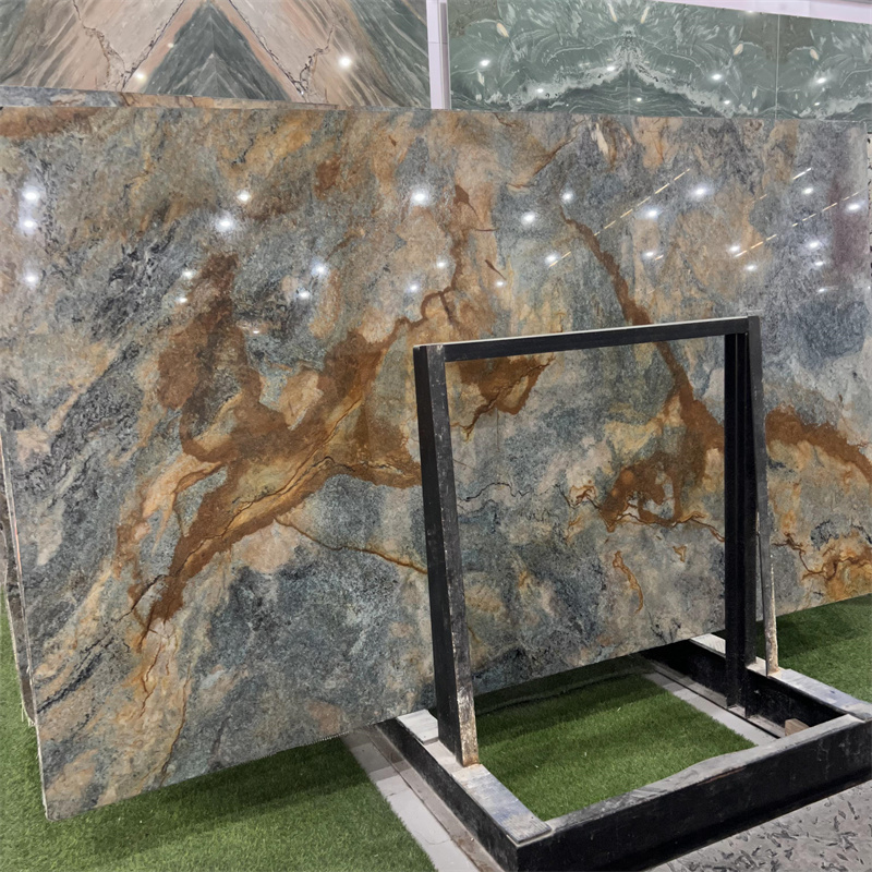 Factory Directly Natural Stone Gorgeous Fusion Blue Quartzite Granite Slabs For Fittings Ceiling Wall And Floor Stairways Tiles