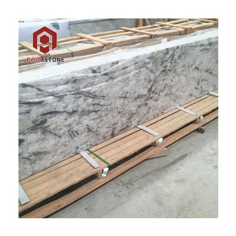 Precut Good Quality Assurance Ice Blue Prefab White Granite Kitchen Countertop