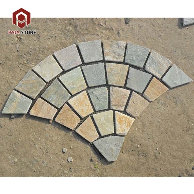 Slate Cheap Stone for Fanshape Mesh paving  for car parking driveway stone with Good Price