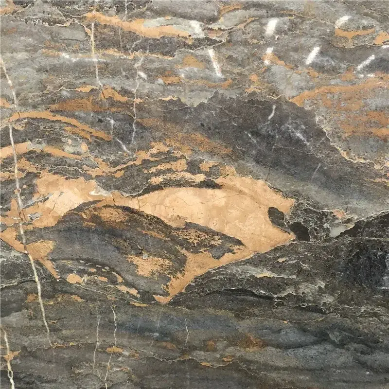 Polished High Quality Brown Stone Andes Volcano Marble Slab For For High-end Project Elegant Van Gogh Brown Marble  Wall Tiles