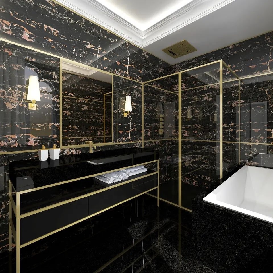 Italian Marble Black And Gold FlowerPortoro Athens Black  Extra Natura Black Marble