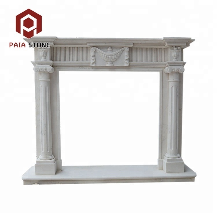 Fireplace Marble Stone Graphic Design Modern Decorative Natural Indoor White Hotel Freestanding Indoor Fire Place Xxl Decoration