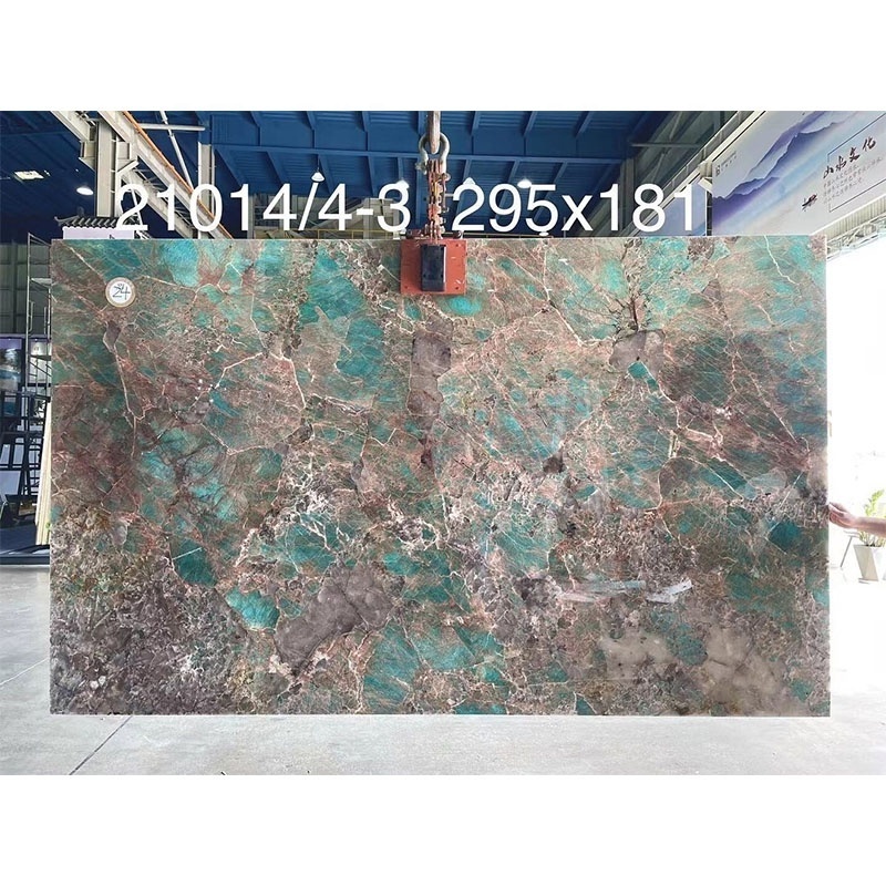 Amazon Green Quartzite Granite Slabs Polished Exotic Backlit Stones Amazonite Granite For Living Background Design