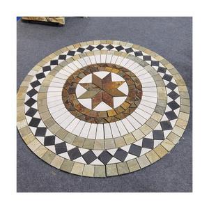 Colorful slate mosaic round customized design pattern garden flooring decoration