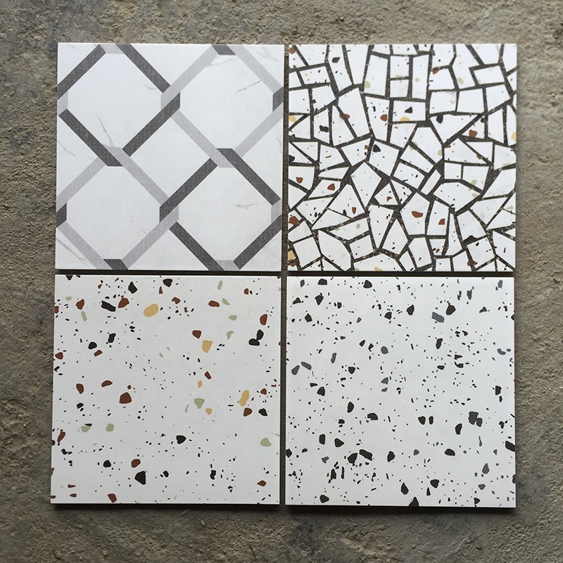 Multicolor terrazzo pattern floor ceramic tile 300 x 300mm balcony matte non slip parquet floor kitchen tile wholesale