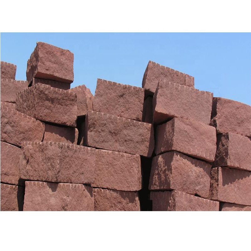 Natural Split Red Sandstone Tiles for Outdoor Decorative Exterior Stone Villa Wall Cladding Design