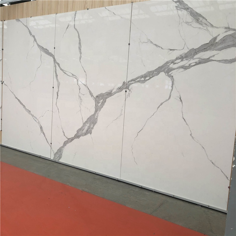 Artificial Calacatta Slab Synthetic Material Tiles Marble Engineered Stone for Indoor Wall Design White 6mm Big Slab Paia Stone