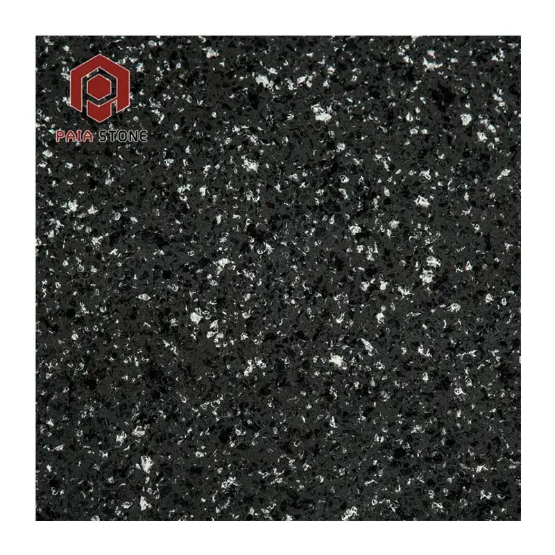 Starlight Sparkle Dark Black Quartz Tile Countertop