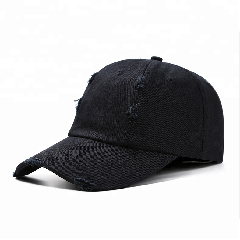 OEM 6 Panel Unstructured Ripped Dad Hat Cap Price Baseball Cap