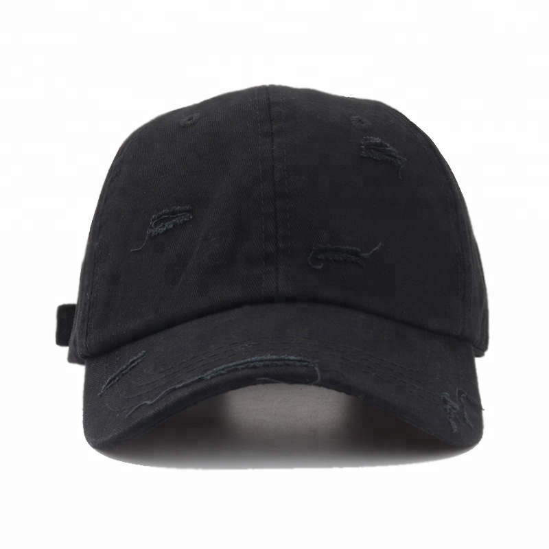 OEM 6 Panel Unstructured Ripped Dad Hat Cap Price Baseball Cap