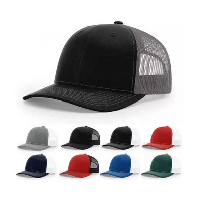 High Quality Customize Logo  Style 112 Shape Blank Snapback Hat Plain Black Trucker Cap