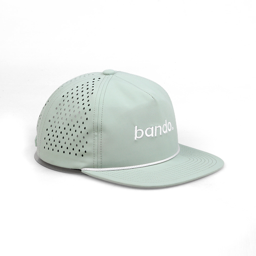 Waterproof laser cutting perforated caps with logo custom 5-panel rope unstructured golf baseball cap for sports